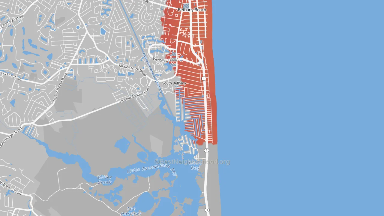 Transit Grade map of South Bethany, DE