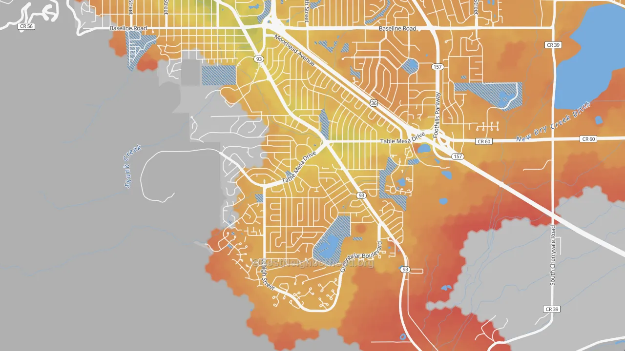 Transit Grade map of South Boulder, Boulder, CO