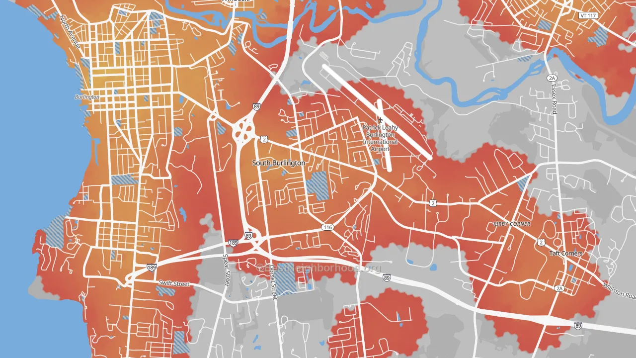 Transit Grade map of South Burlington North, South Burlington, VT