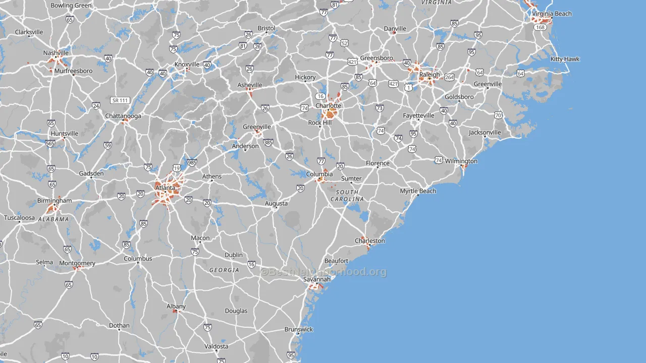 Transit Grade map of South Carolina