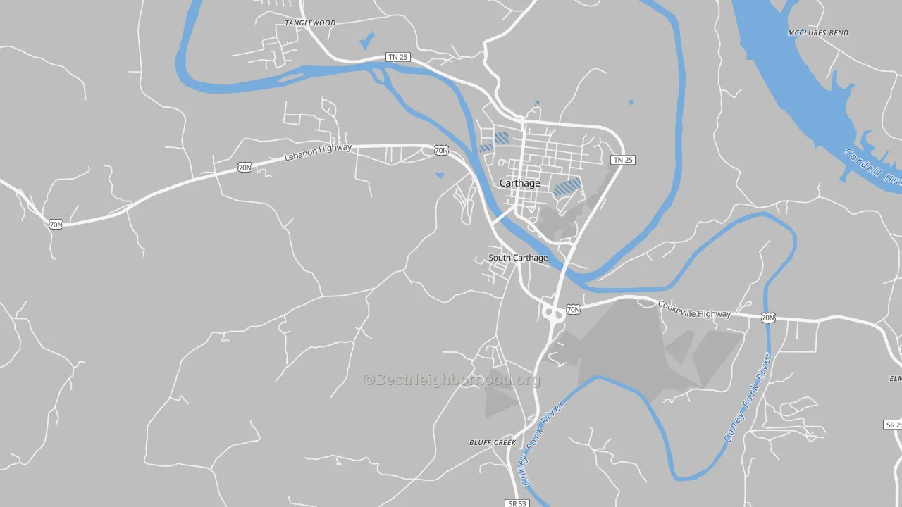Transit Grade map of South Carthage, TN