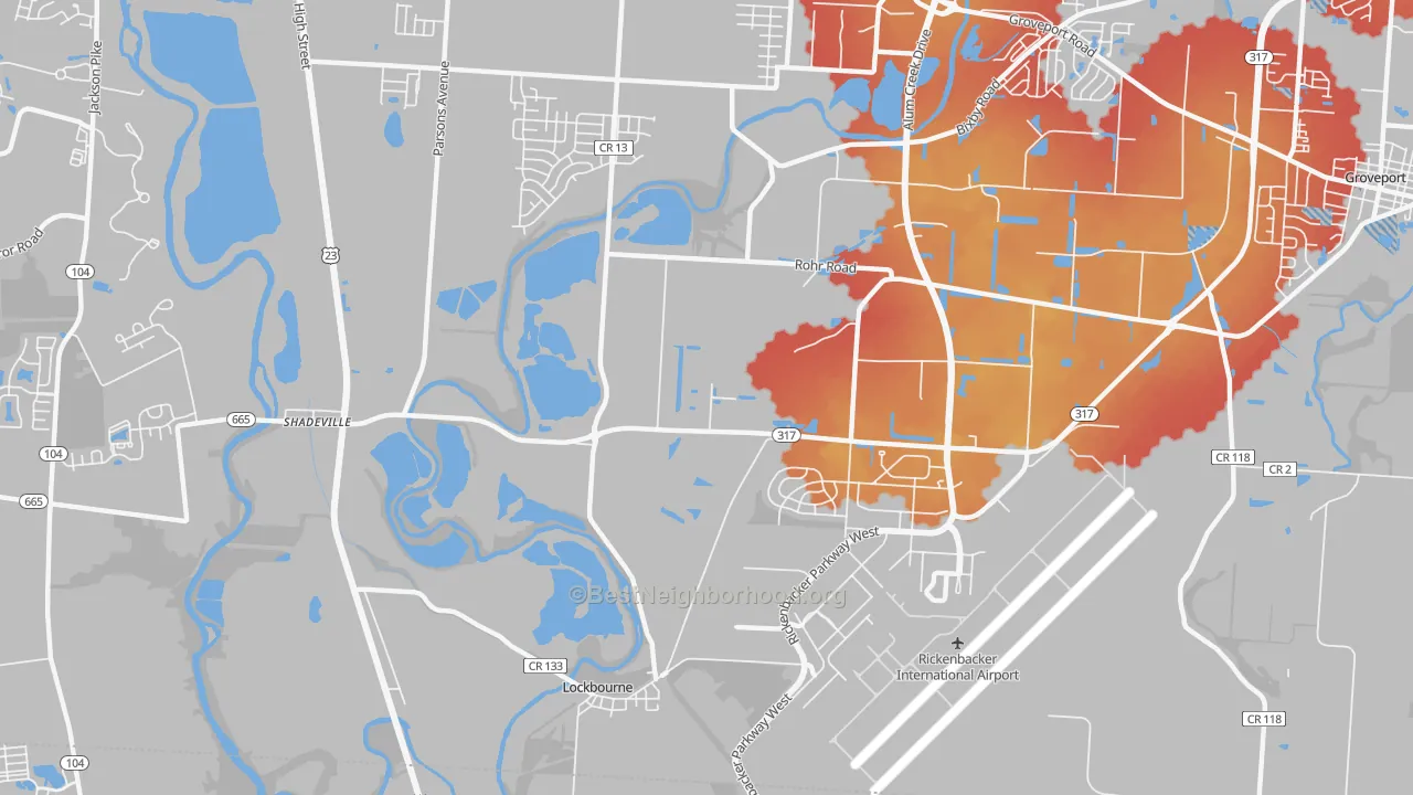 Transit Grade map of South Central Accord, Columbus, OH