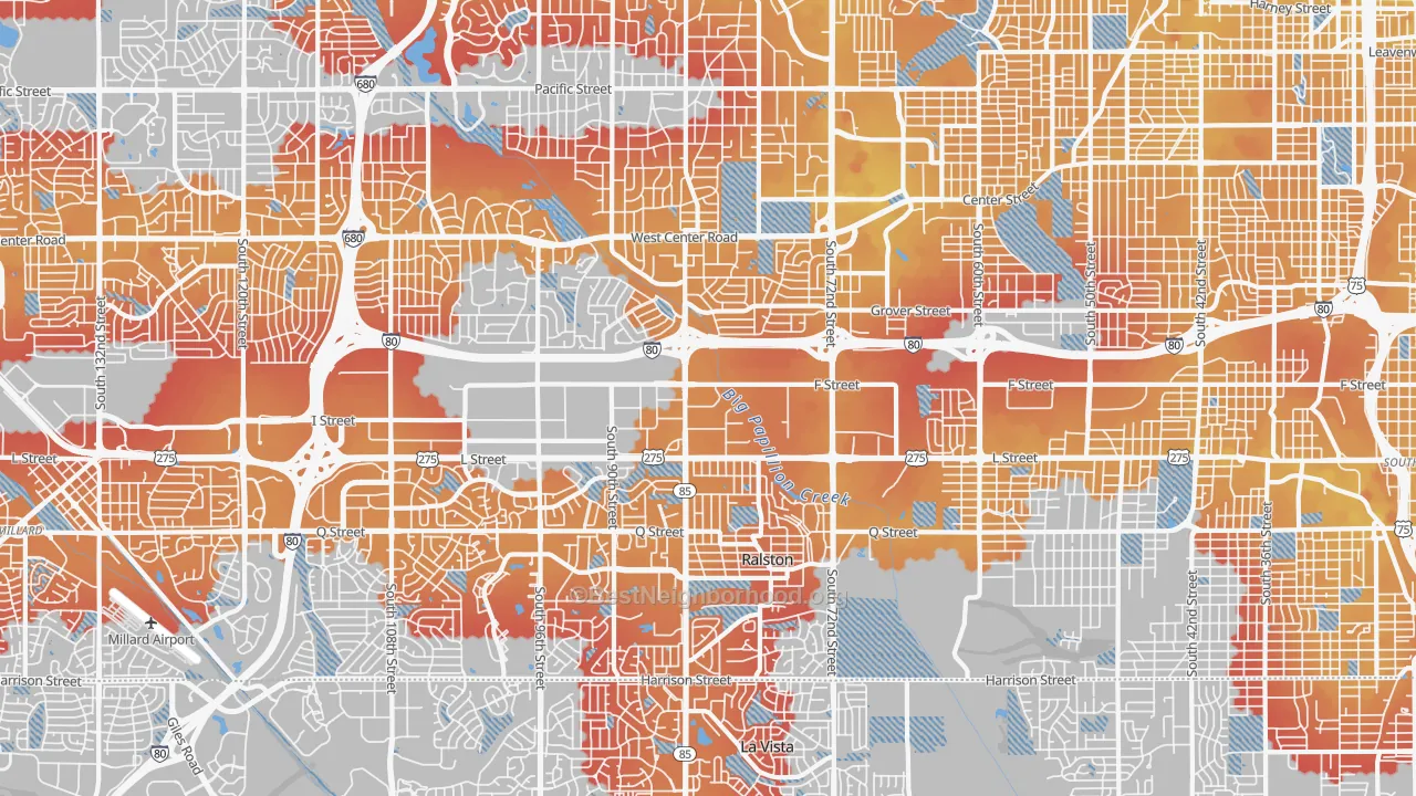 Transit Grade map of South Central Omaha, Omaha, NE