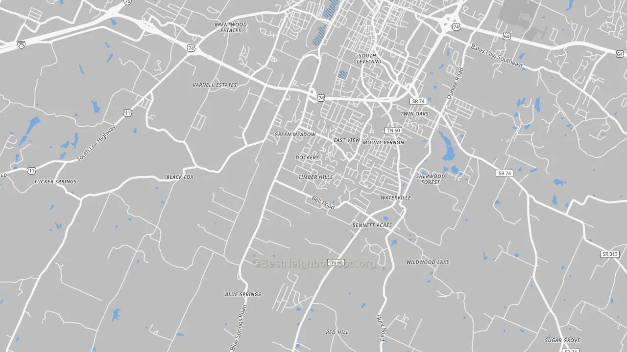 Transit Grade map of South Cleveland, TN