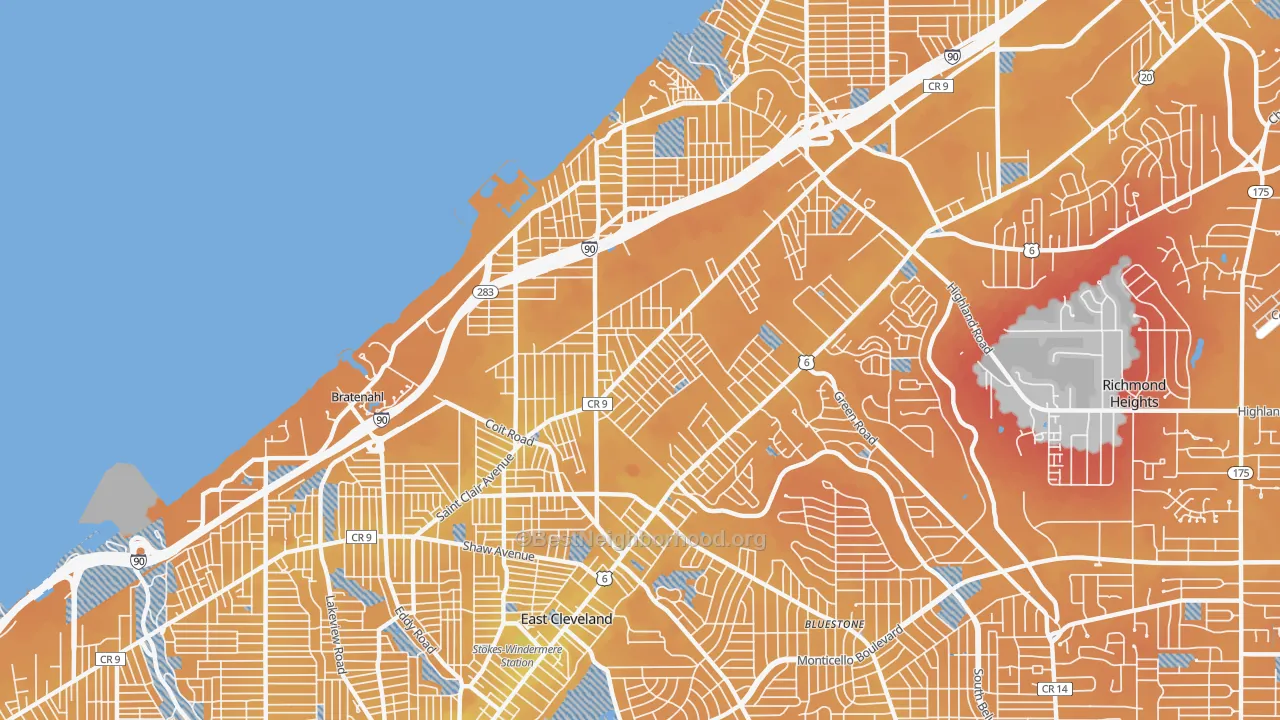 Transit Grade map of South Collinwood, Cleveland, OH