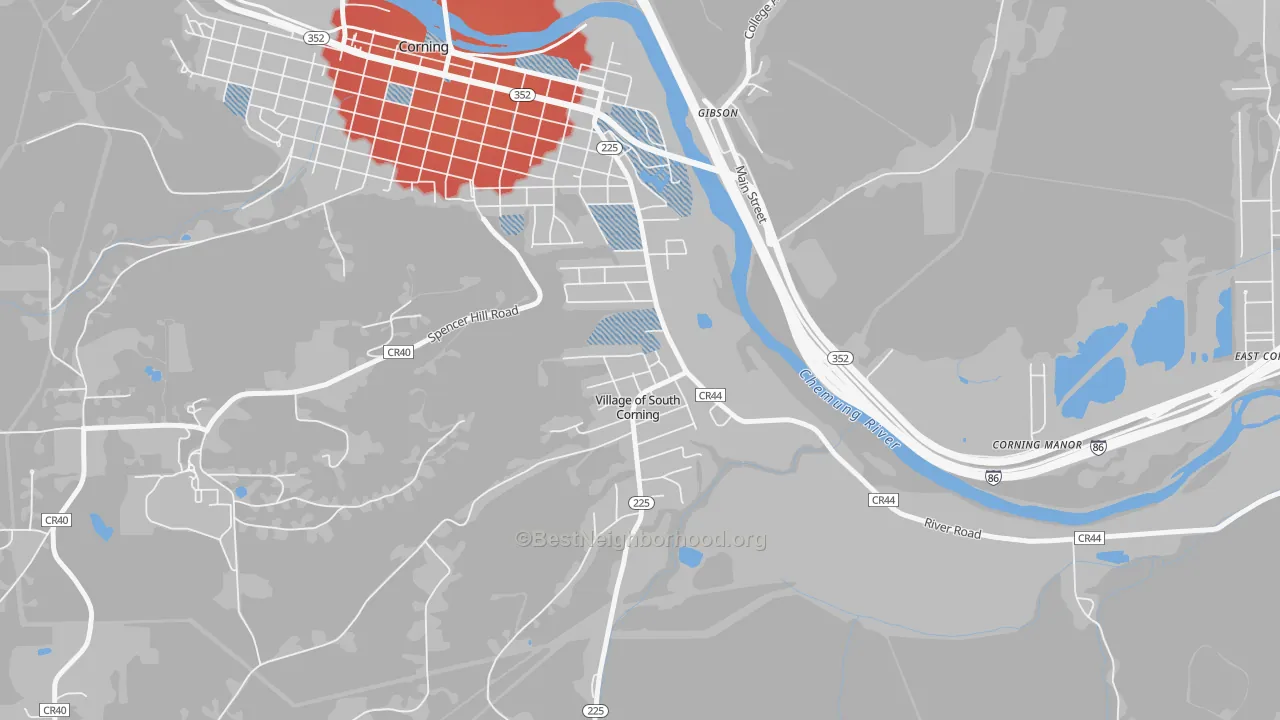 Transit Grade map of South Corning, NY