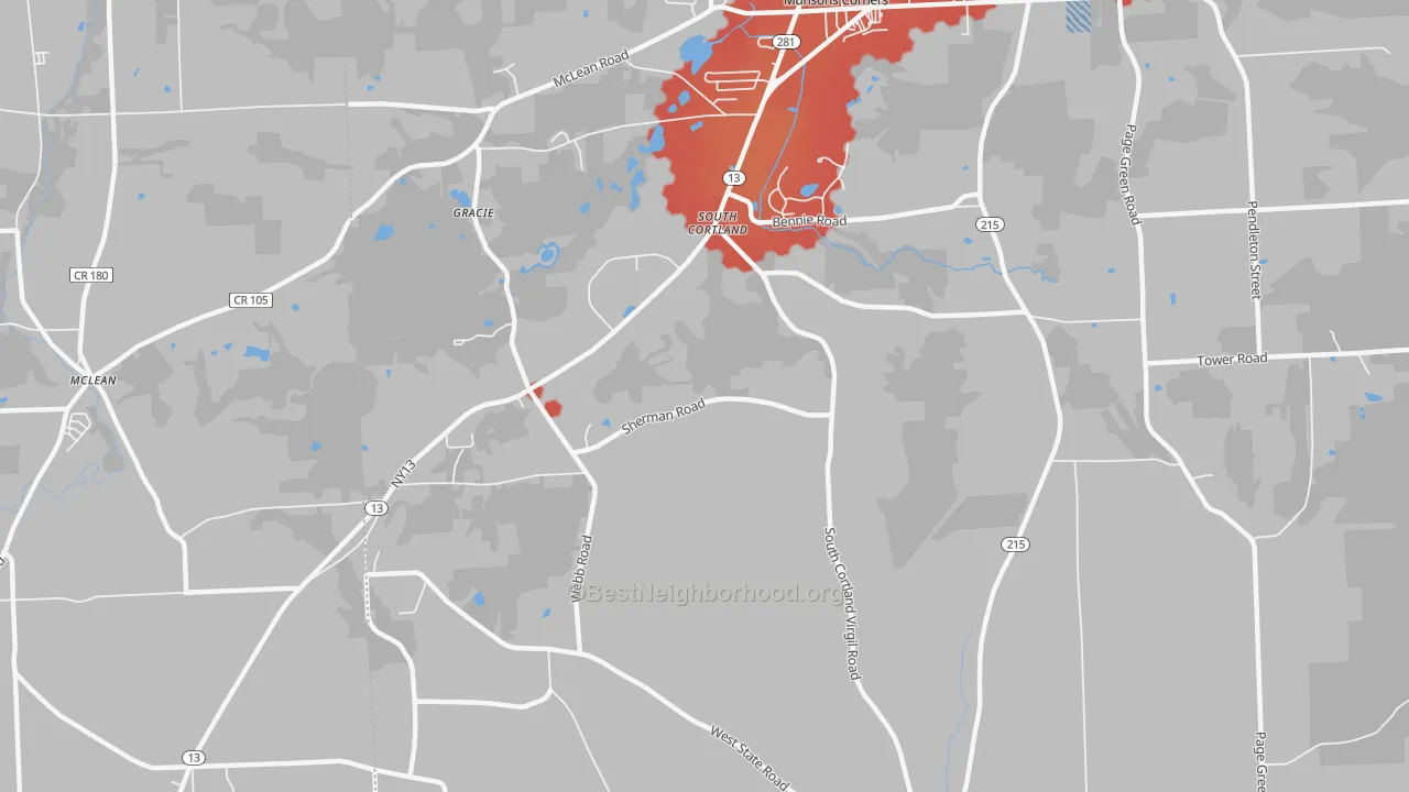 Transit Grade map of South Cortland, NY