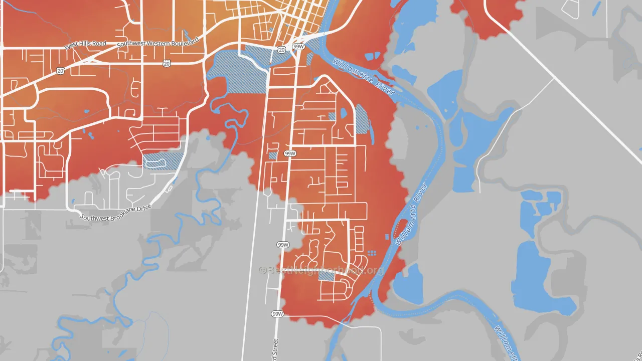 Transit Grade map of South Corvallis Neighbors, Corvallis, OR