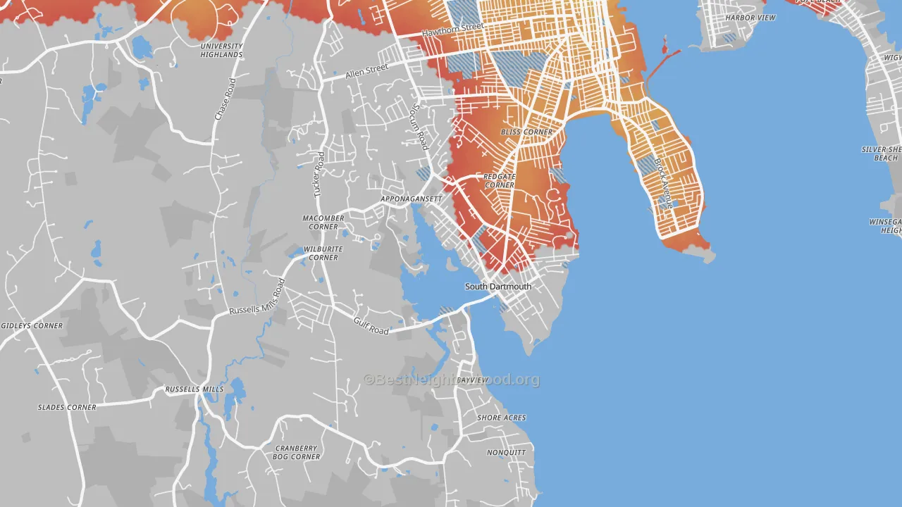 Transit Grade map of South Dartmouth, MA