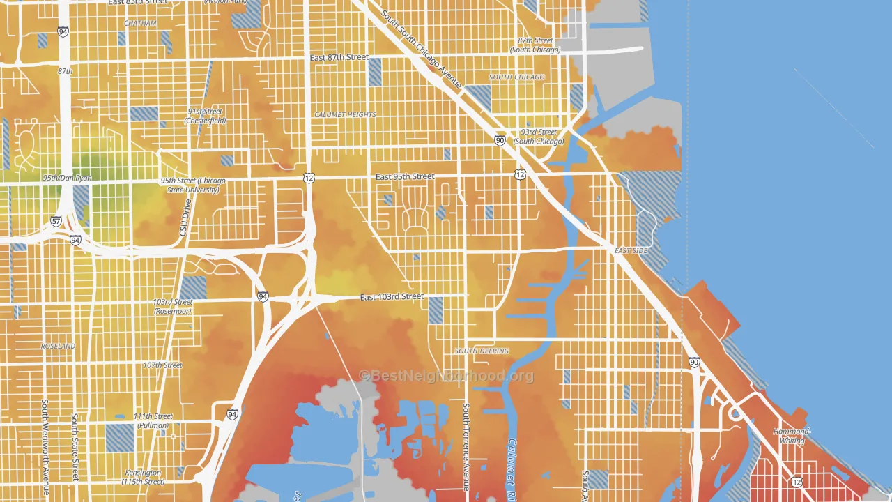 Transit Grade map of South Deering, Chicago, IL