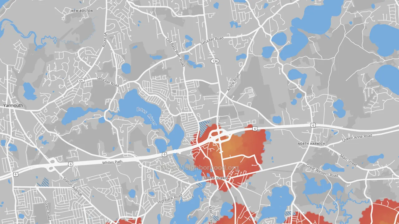 Transit Grade map of South Dennis, MA