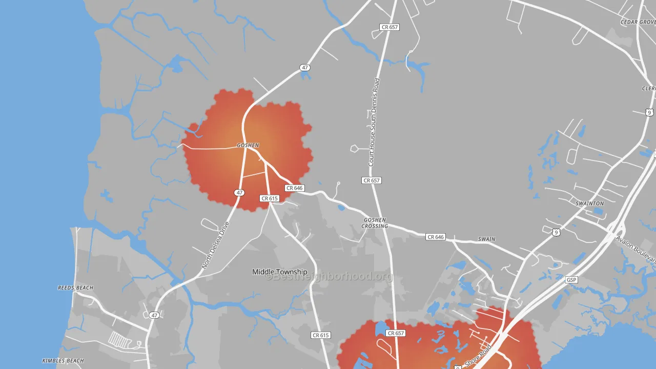 Transit Grade map of South Dennis, NJ