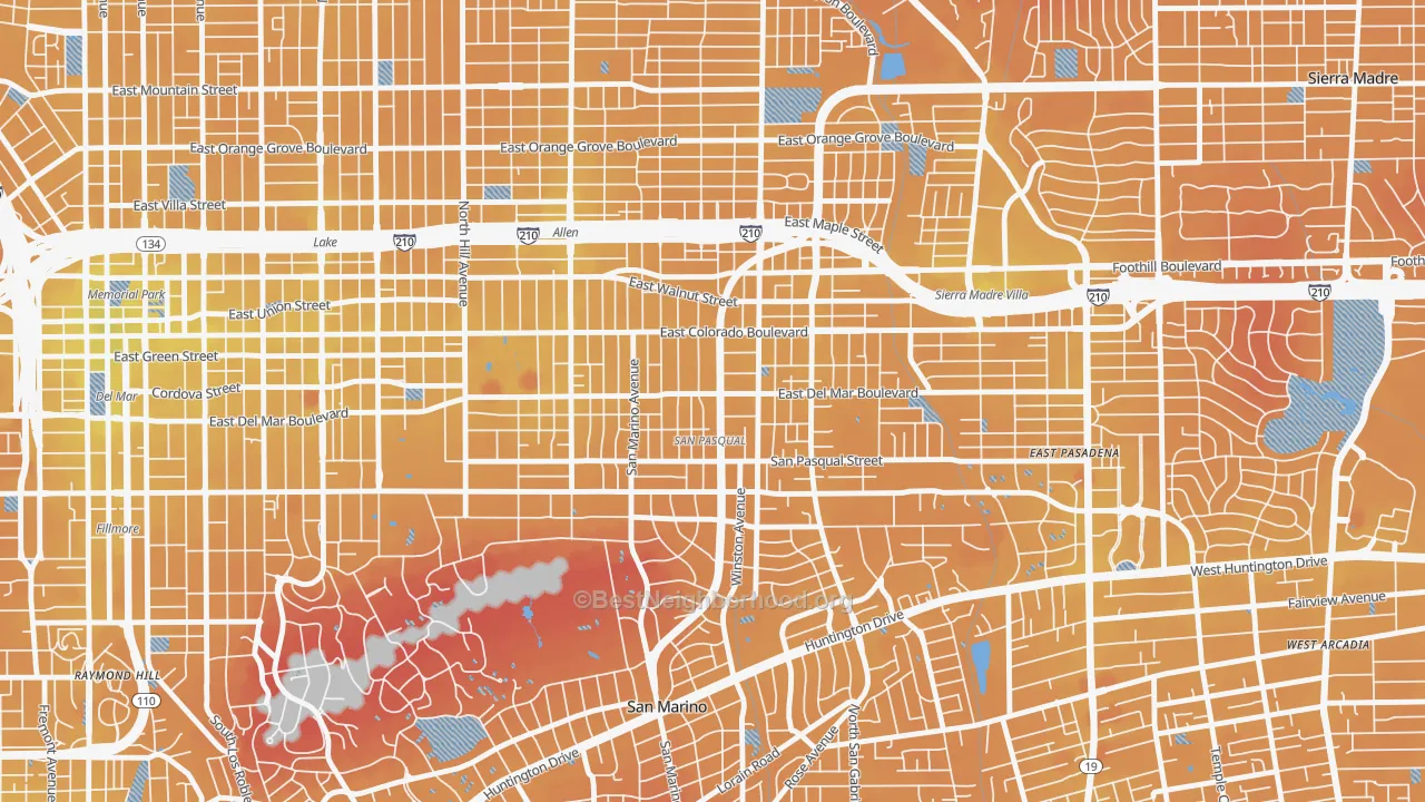 Transit Grade map of South East, Pasadena, CA
