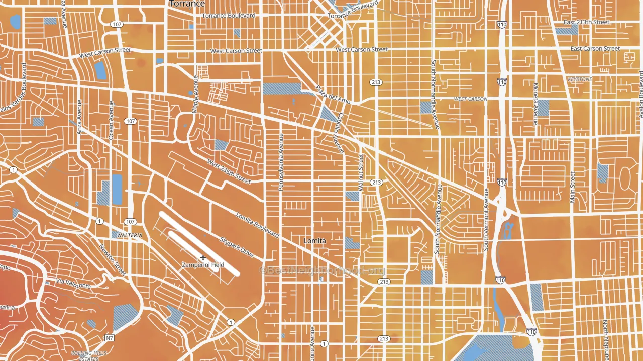 Transit Grade map of South East Torrance, Torrance, CA