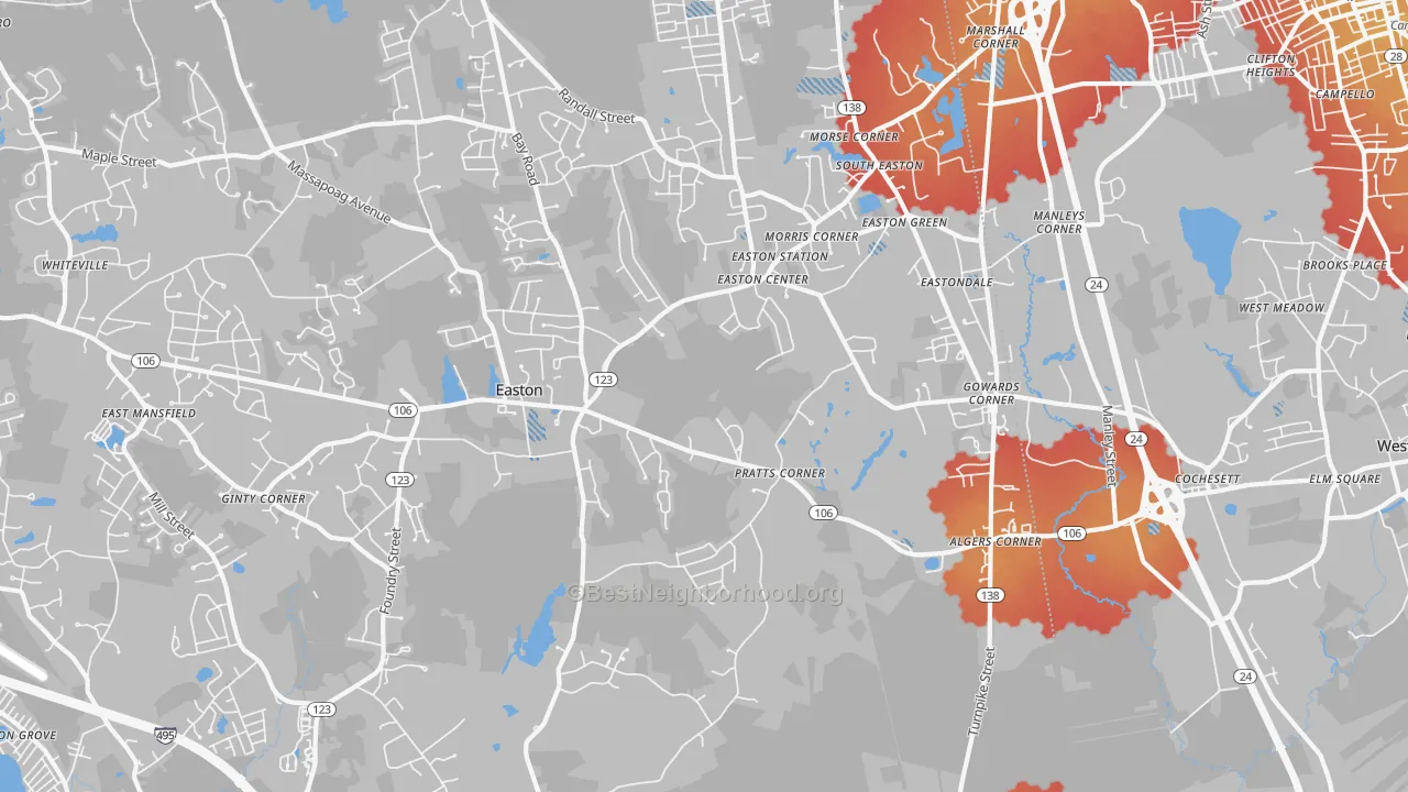 Transit Grade map of South Easton, MA