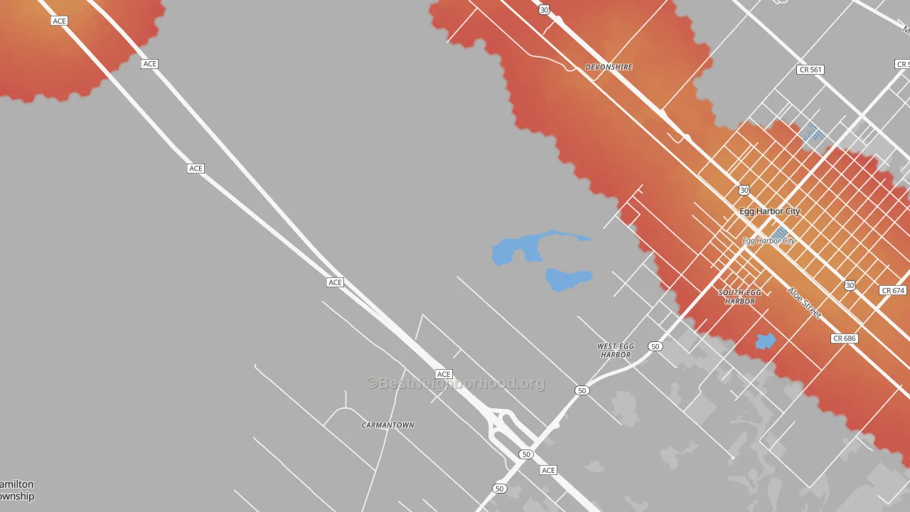 Transit Grade map of South Egg Harbor, NJ