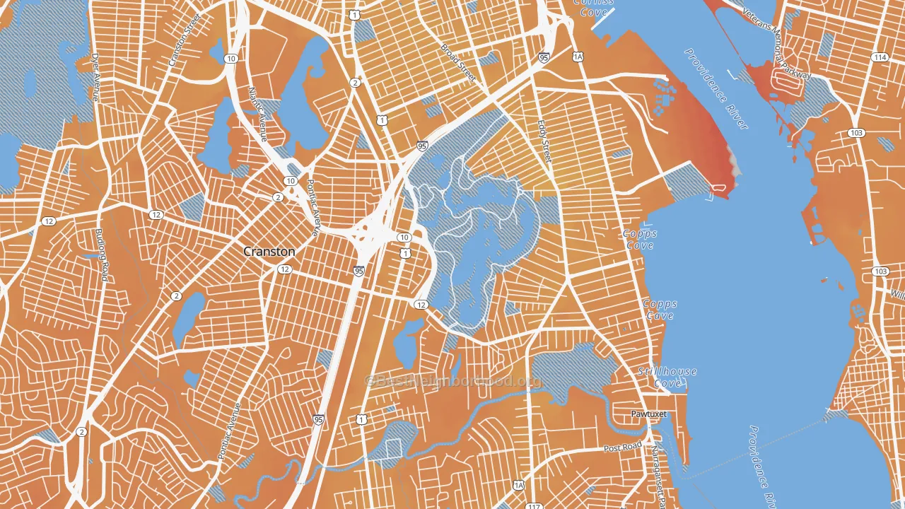 Transit Grade map of South Elmwood, Providence, RI