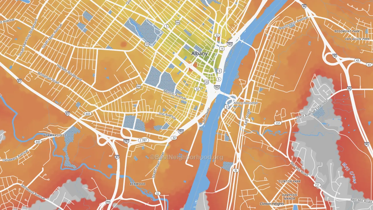 Transit Grade map of South End, Albany, NY