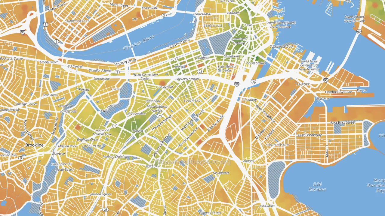 Transit Grade map of South End, Boston, MA