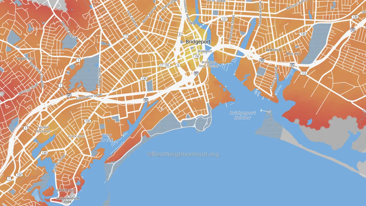 Transit Grade map of South End, Bridgeport, CT