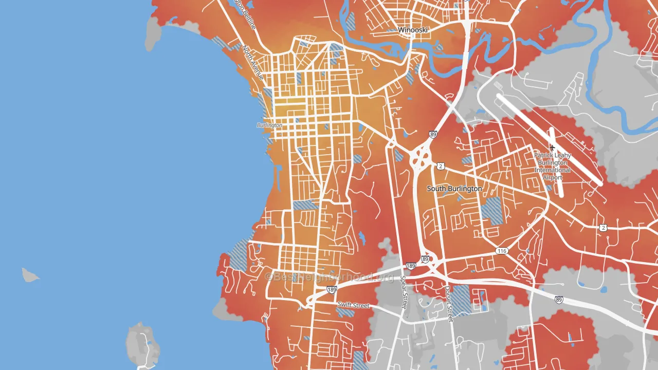 Transit Grade map of South End, Burlington, VT