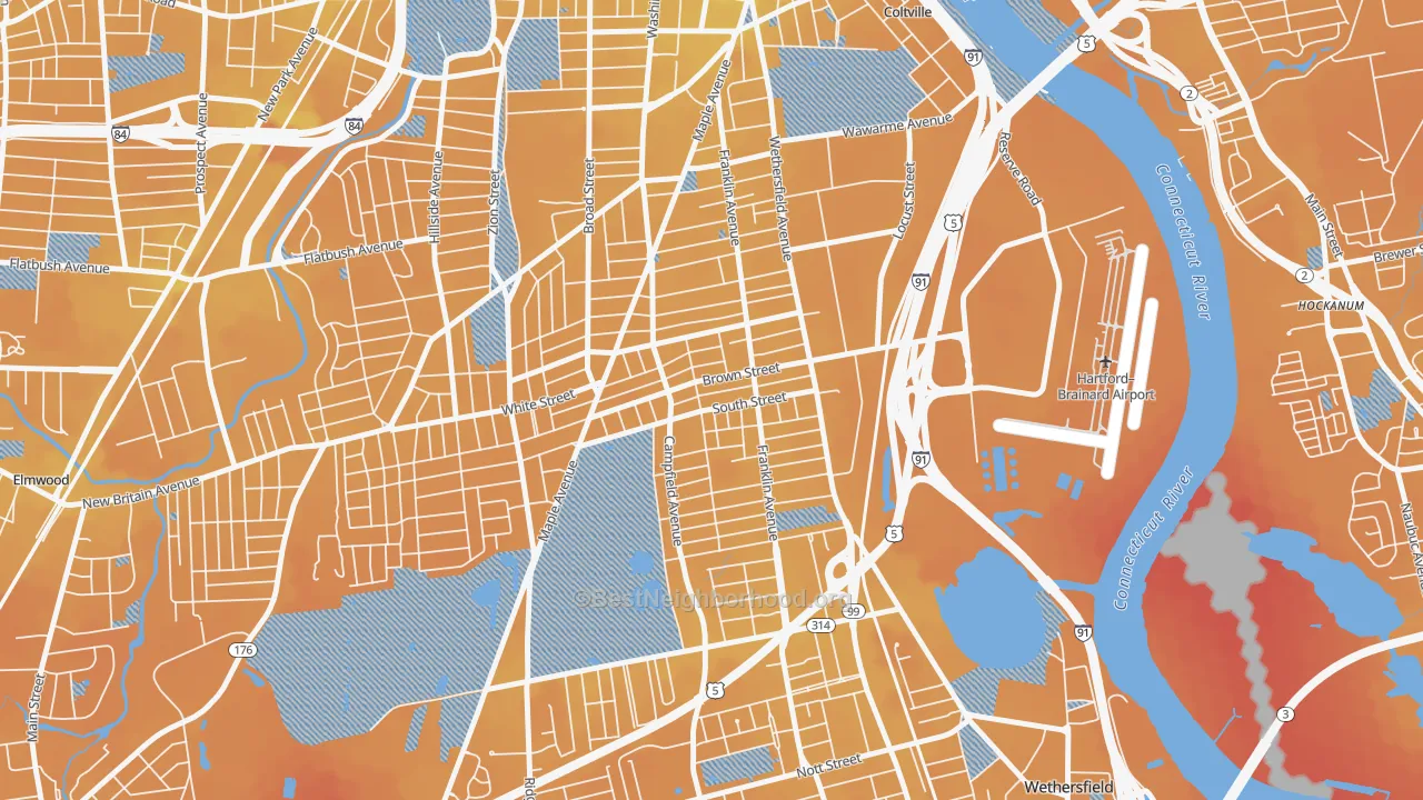 Transit Grade map of South End Hartford, Hartford, CT