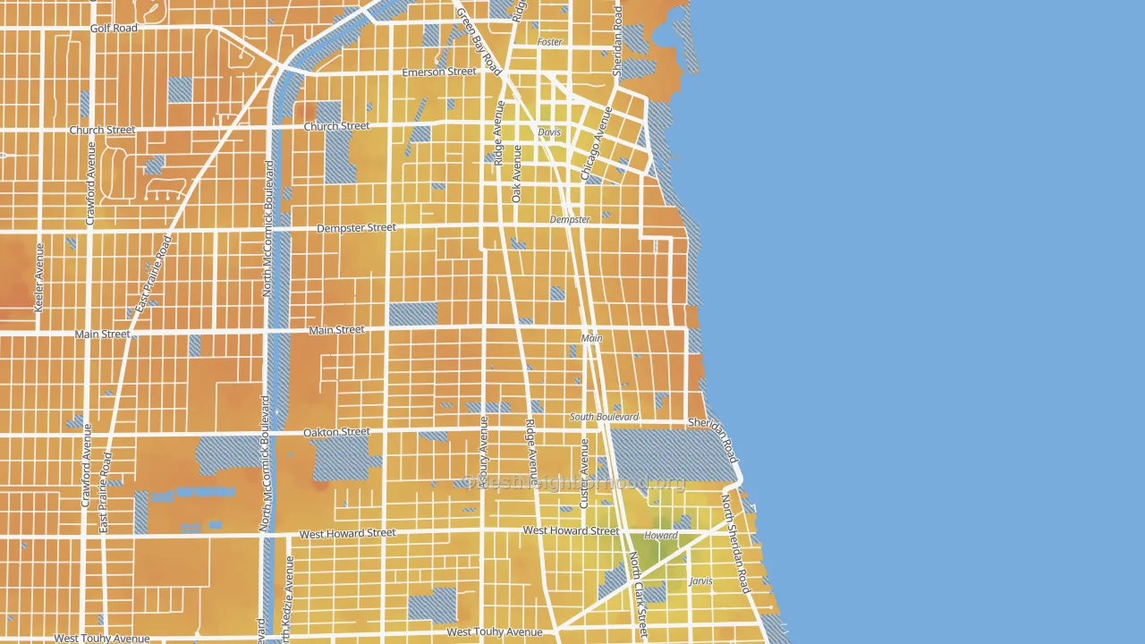 Transit Grade map of South Evanston, Evanston, IL