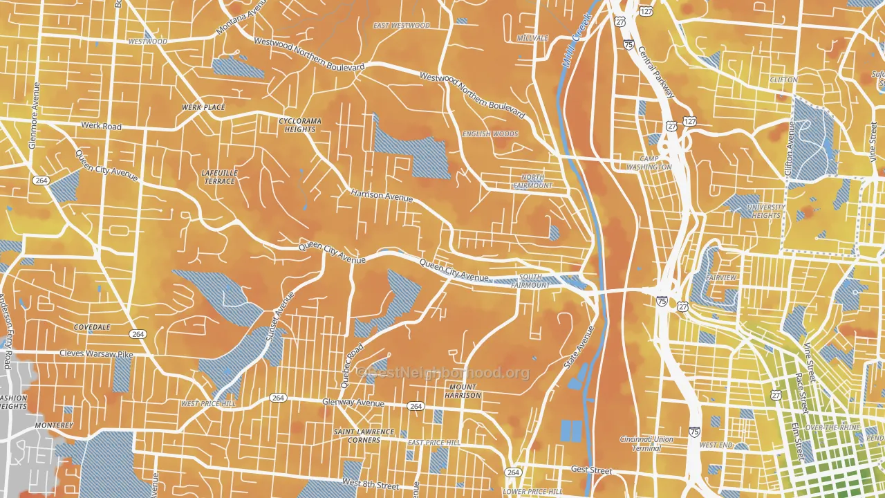 Transit Grade map of South Fairmount, Cincinnati, OH