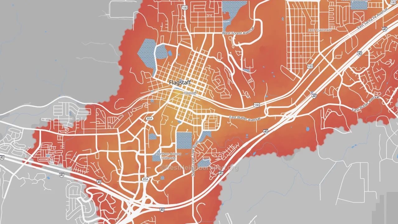 Transit Grade map of South Flagstaff, Flagstaff, AZ