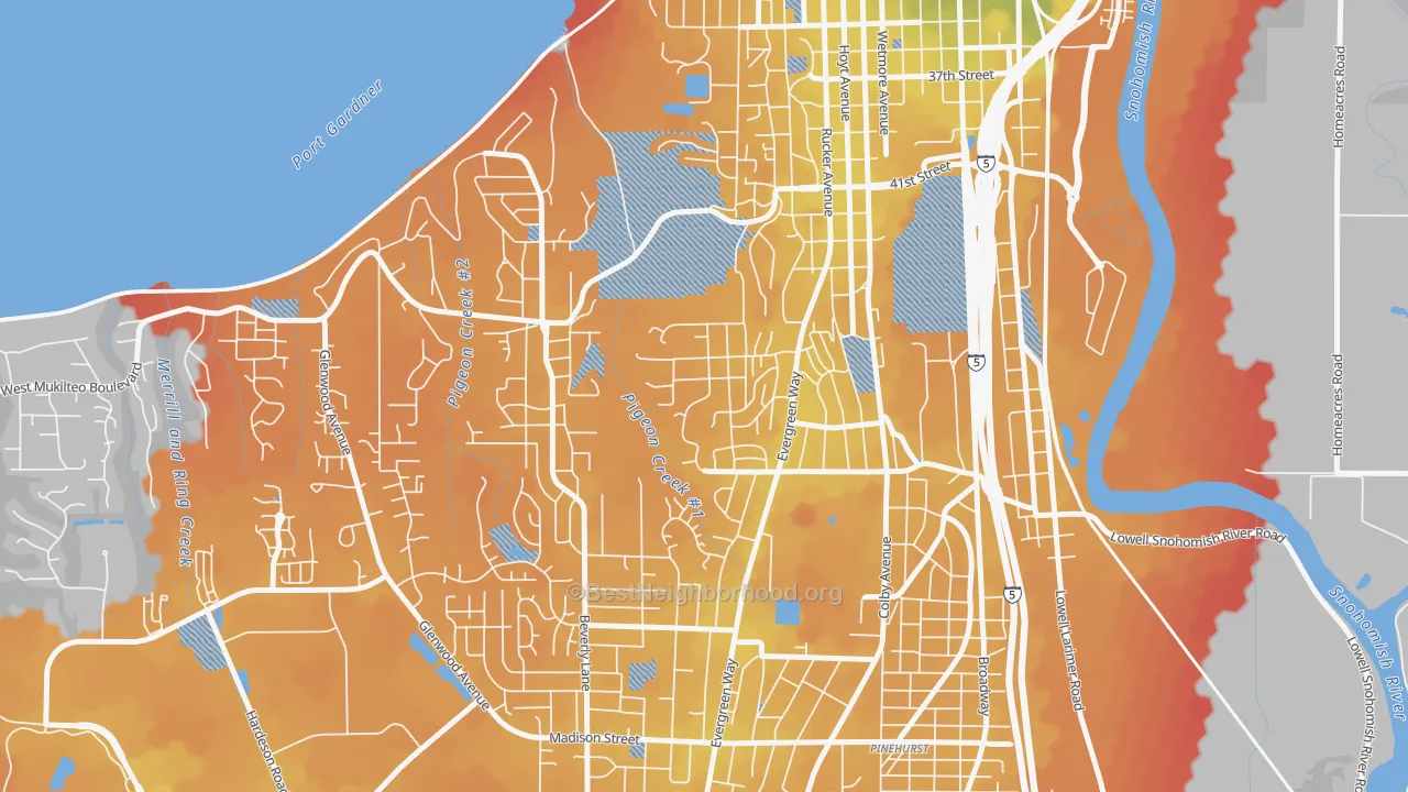 Transit Grade map of South Forest Park, Everett, WA