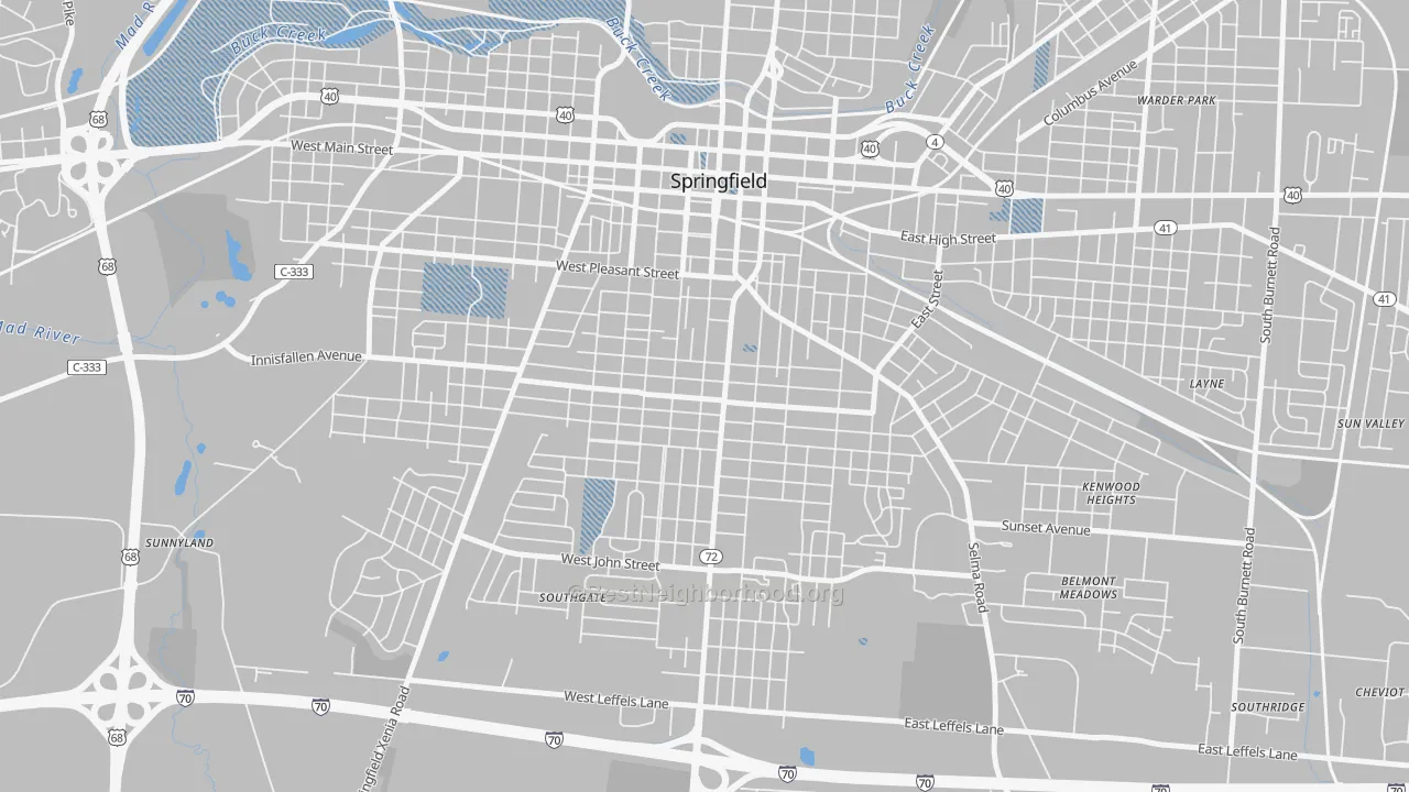 Transit Grade map of South Fountain Avenue Historic District, Springfield, OH