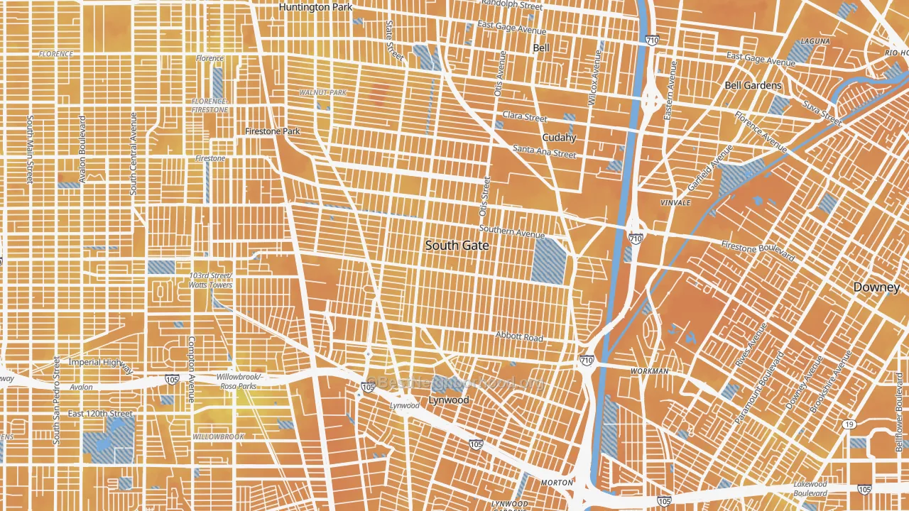 Transit Grade map of South Gate, CA