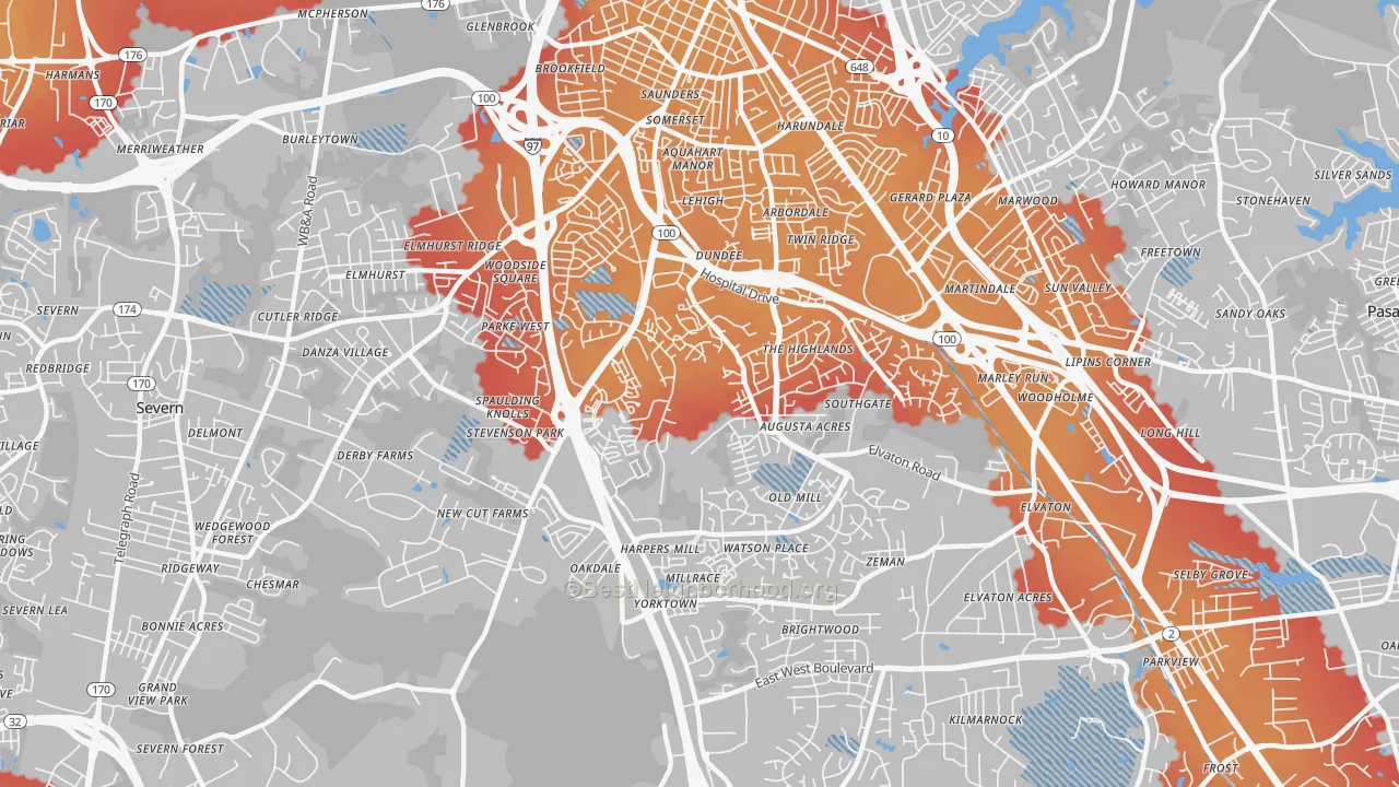 Transit Grade map of South Gate, Glen Burnie, MD