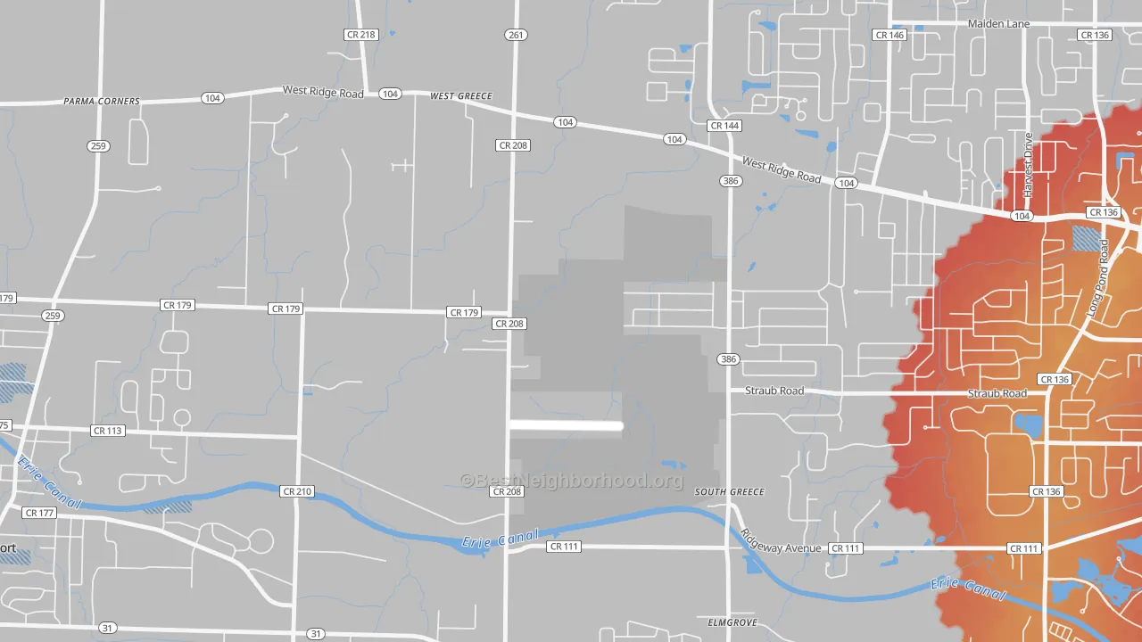 Transit Grade map of South Greece, NY