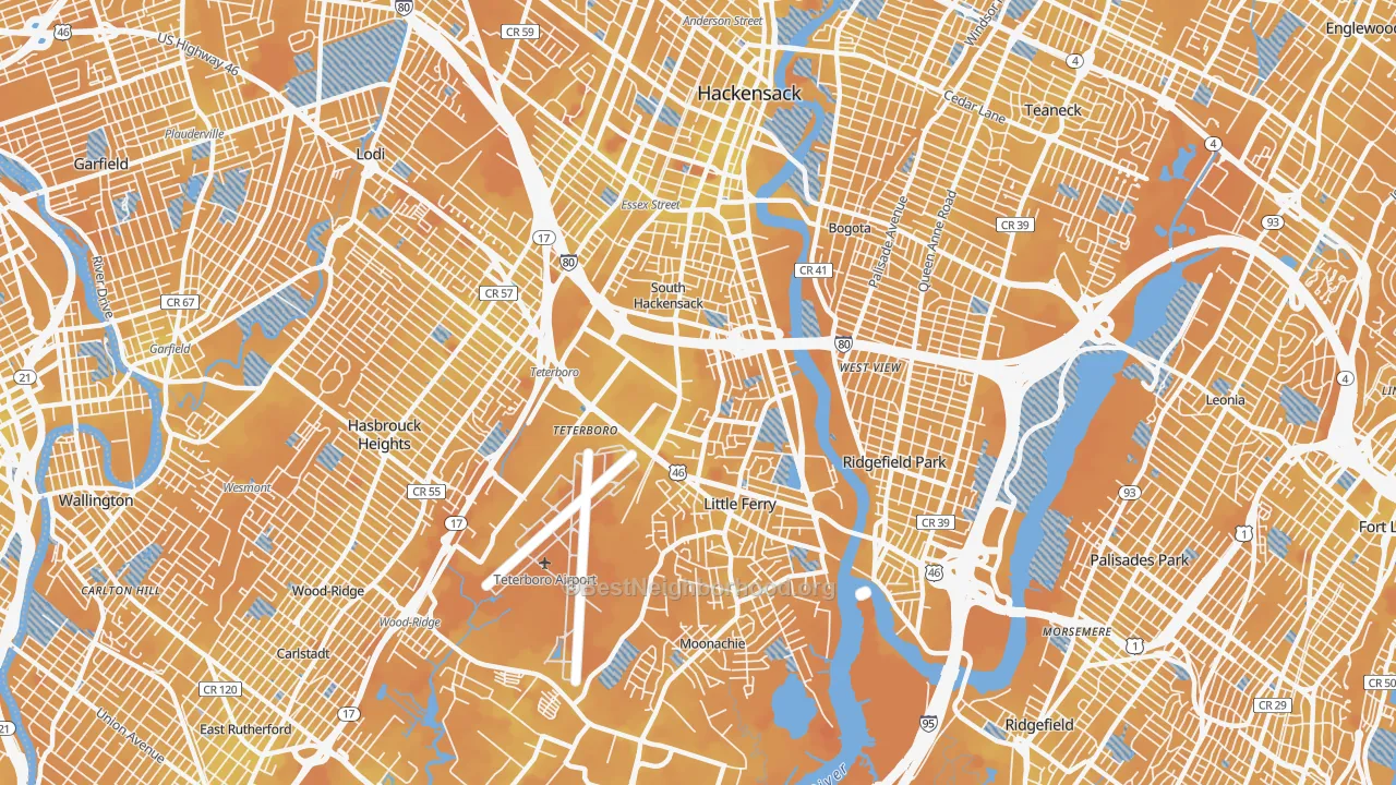 Transit Grade map of South Hackensack, NJ