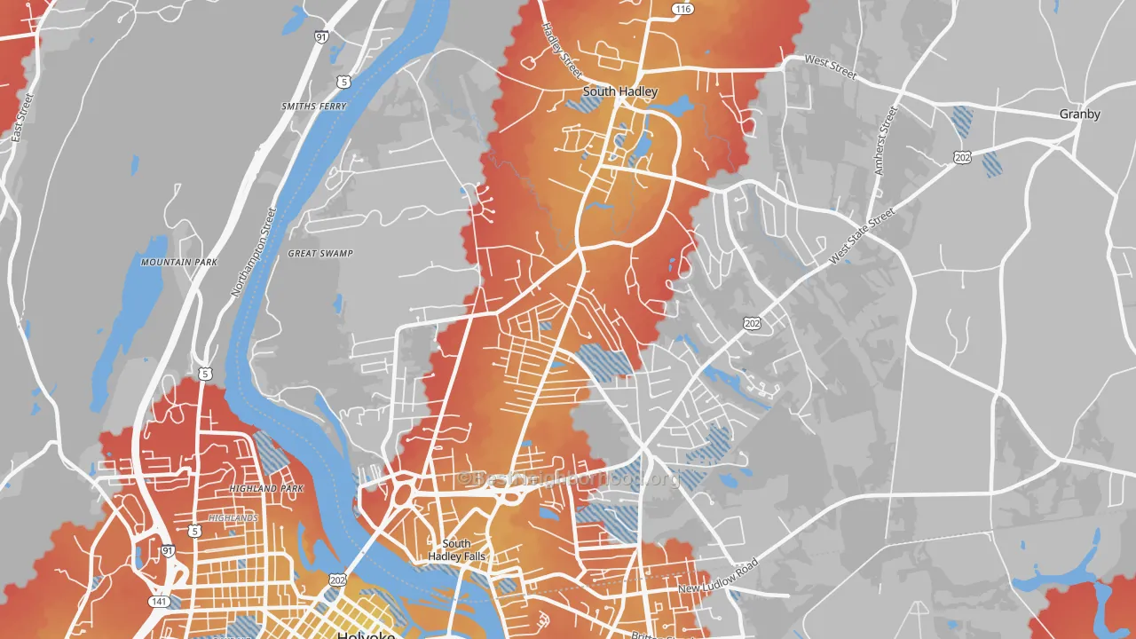 Transit Grade map of South Hadley, MA