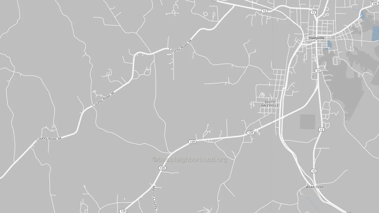 Transit Grade map of South Haleyville, AL