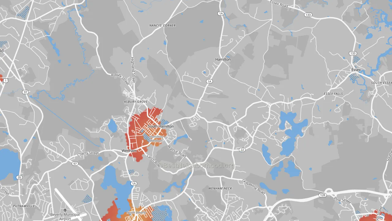 Transit Grade map of South Hamilton, MA