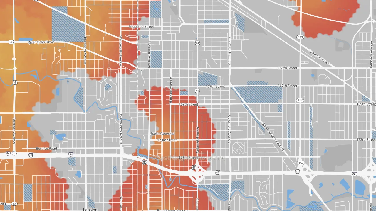 Transit Grade map of South Hammond, Hammond, IN