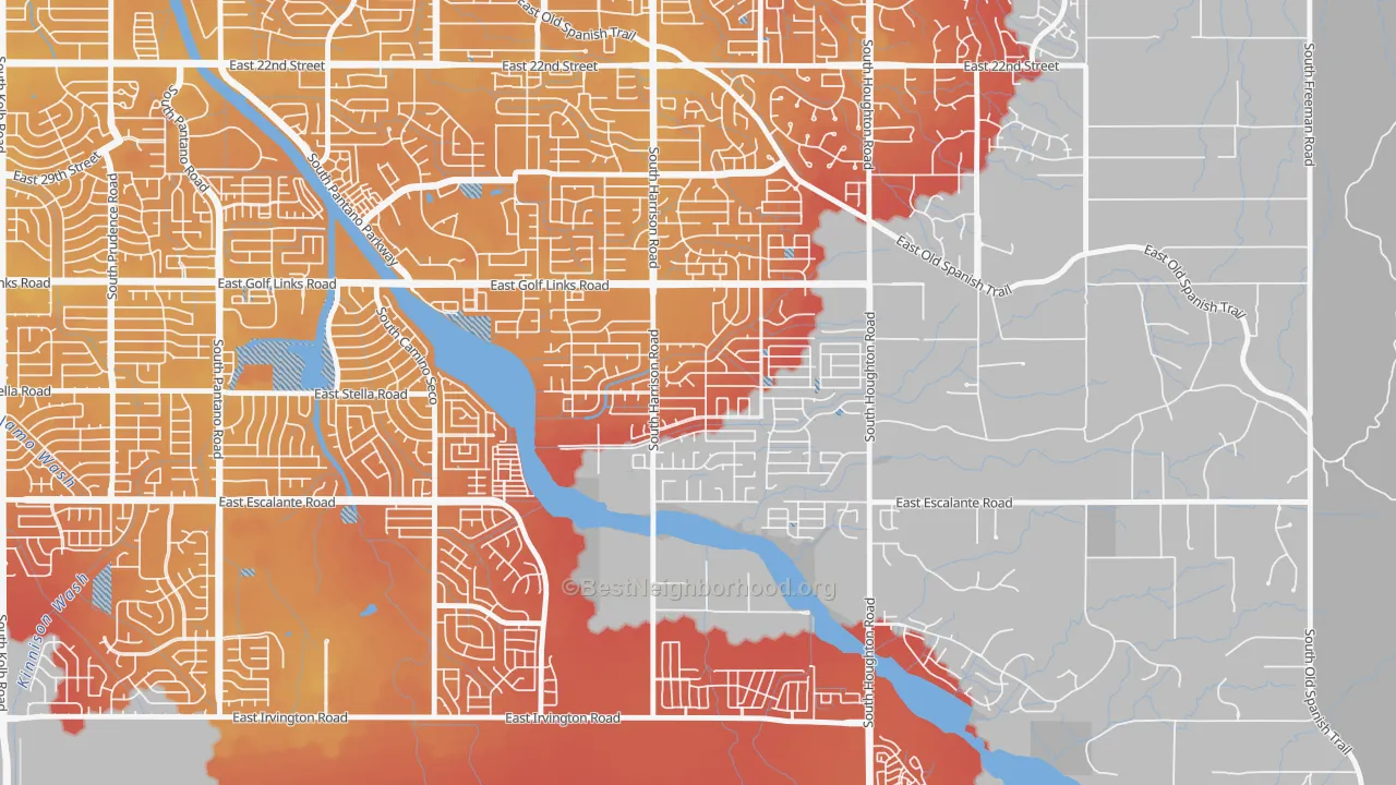 Transit Grade map of South Harrison, Tucson, AZ
