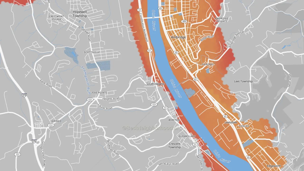 Transit Grade map of South Heights, PA
