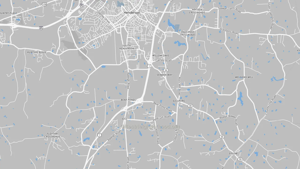 Transit Grade map of South Henderson, NC