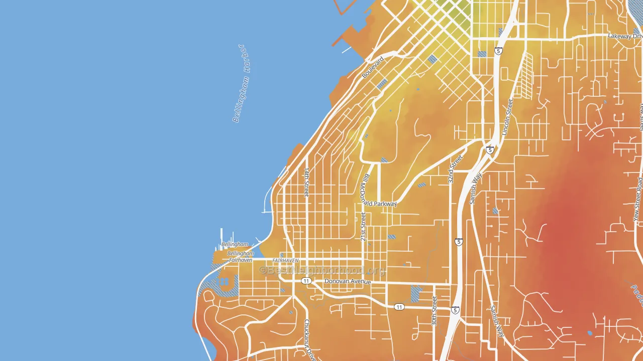Transit Grade map of South Hill, Bellingham, WA