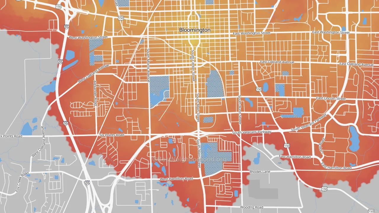 Transit Grade map of South Hill, Bloomington, IL