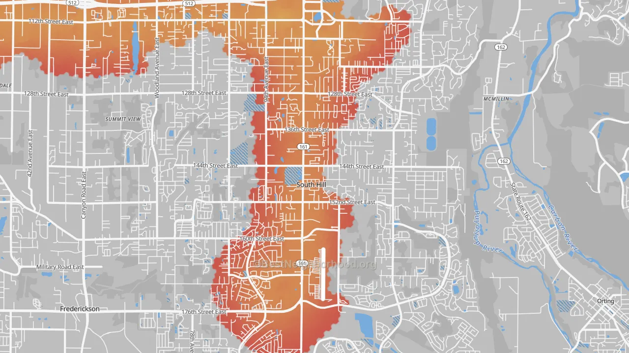 Transit Grade map of South Hill, WA
