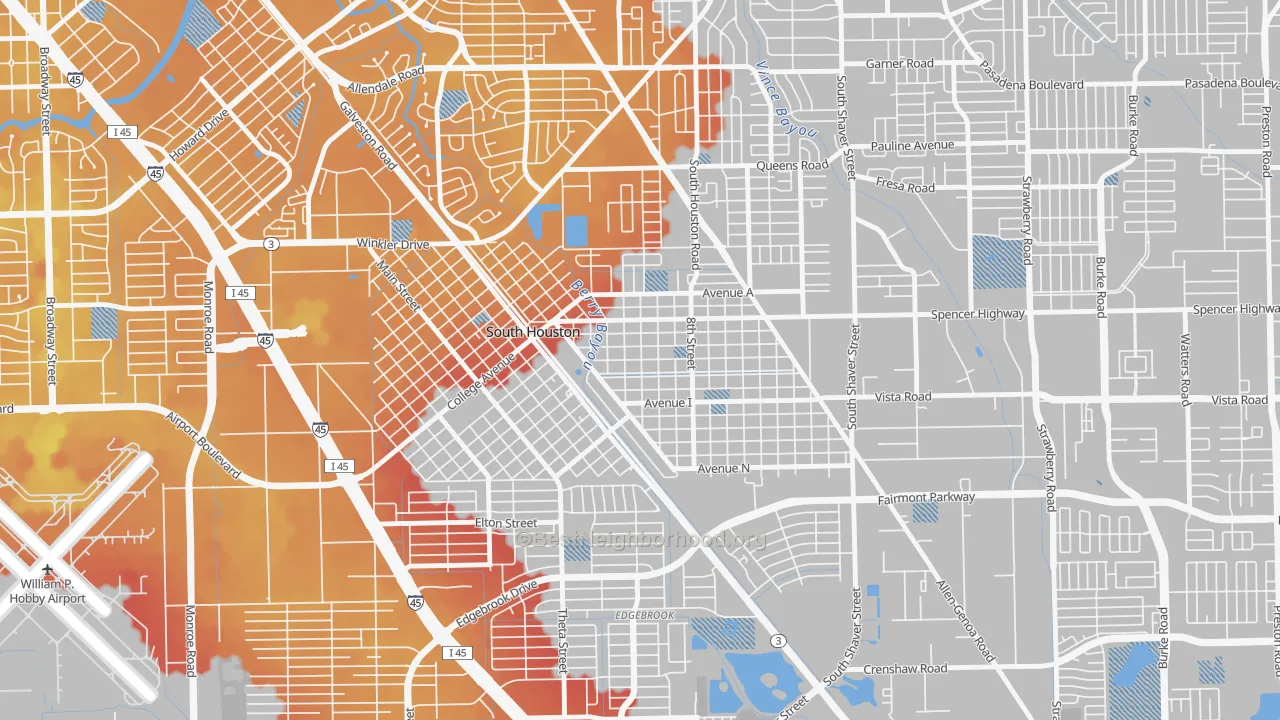 Transit Grade map of South Houston, TX