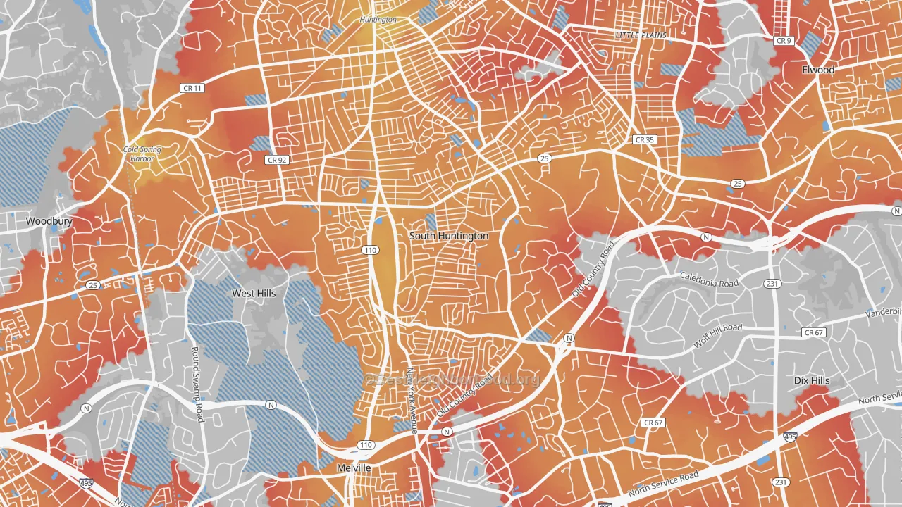 Transit Grade map of South Huntington, NY