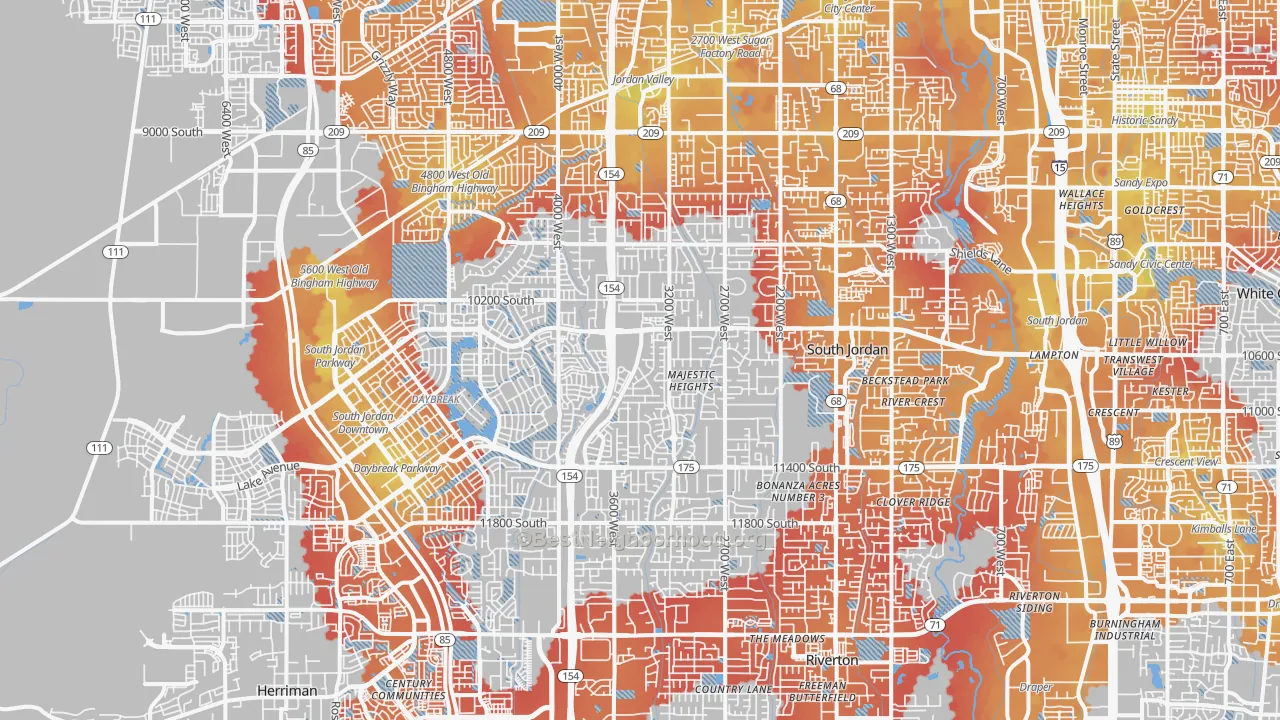 Transit Grade map of South Jordan, UT