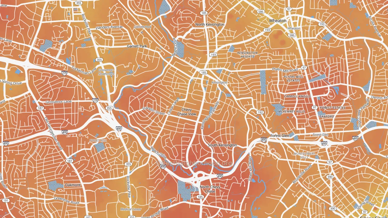 Transit Grade map of South Kensington, MD