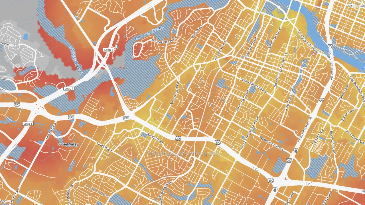 Transit Grade map of South Lamar, Austin, TX